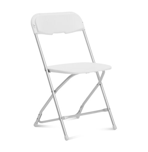 White Folding Chair Aluminum Frame - AC Party Rentals