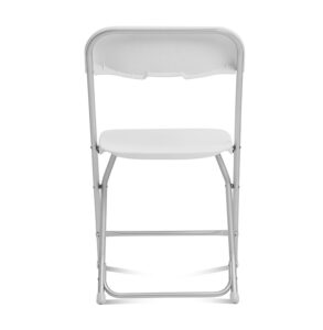 White Folding Chair Aluminum Frame : Back View - AC Party Rentals