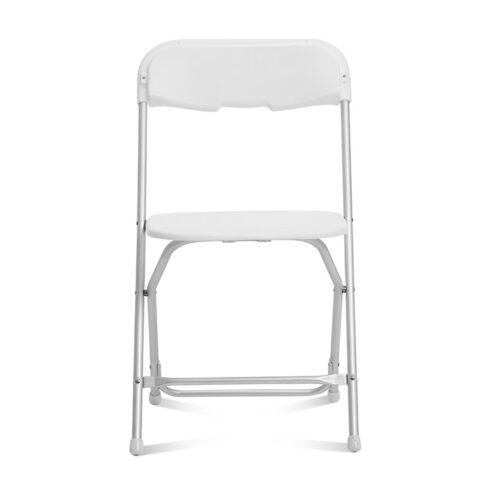 White Folding Chair Aluminum Frame : Front View - AC Party Rentals